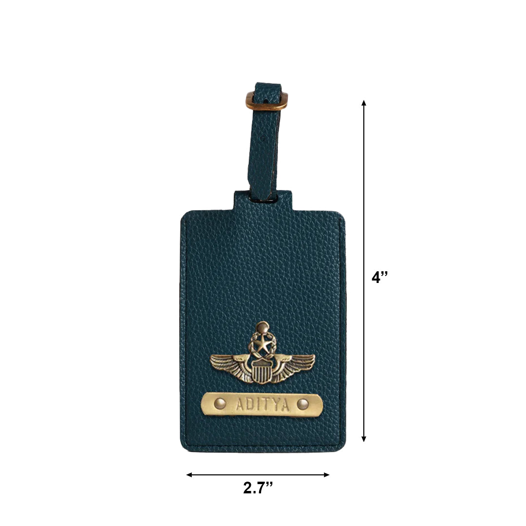 Personalised Leather Large Luggage/Baggage Tag - Blue