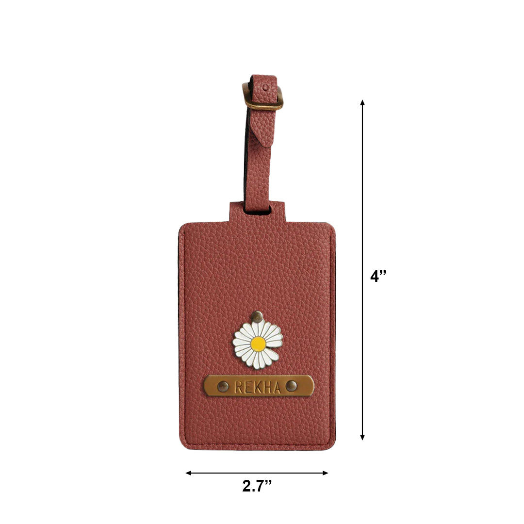 Personalised Leather Large Luggage/Baggage Tag - Misty Rose