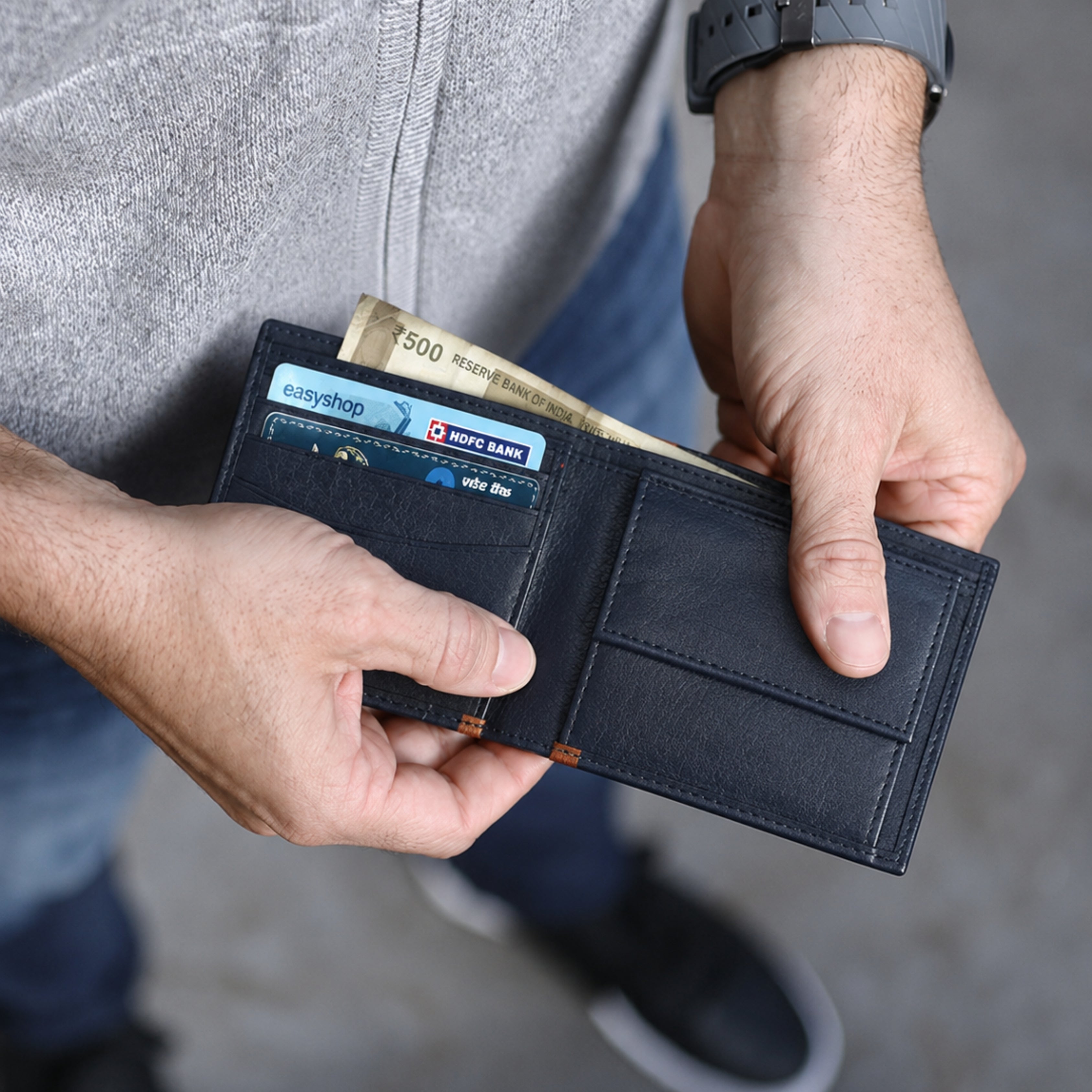 Personalized Leather Men's Wallet - Blue