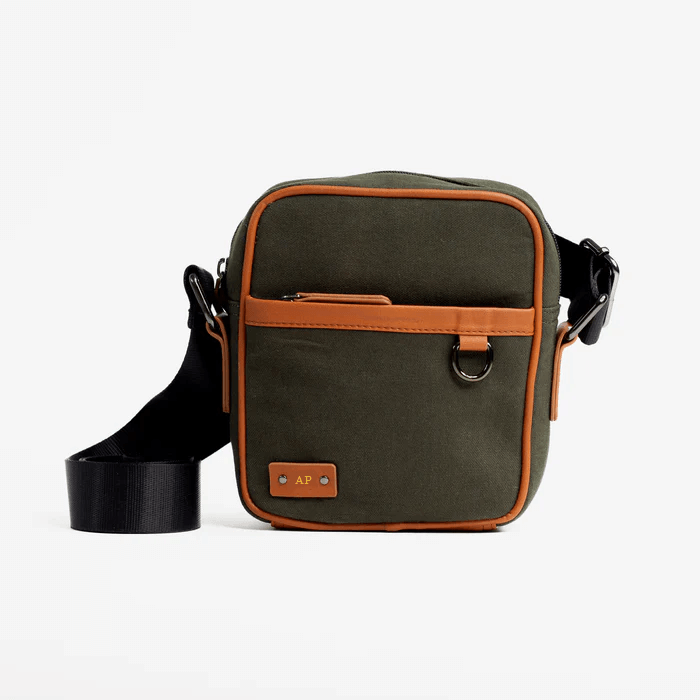 Personalized City Sling Bag for Him - Olive