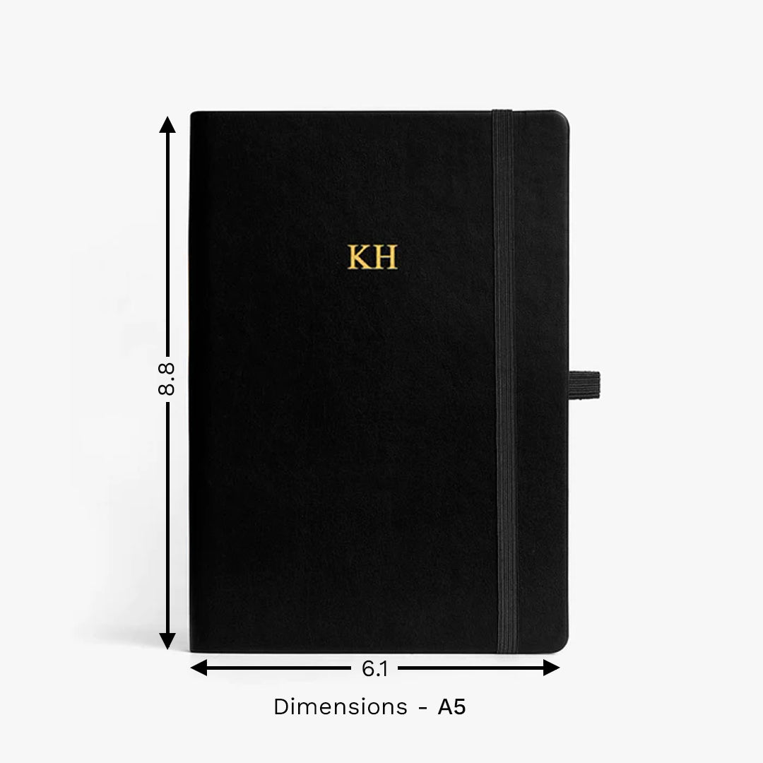 Personalised Black Hardbound Notebook - Gift for Men