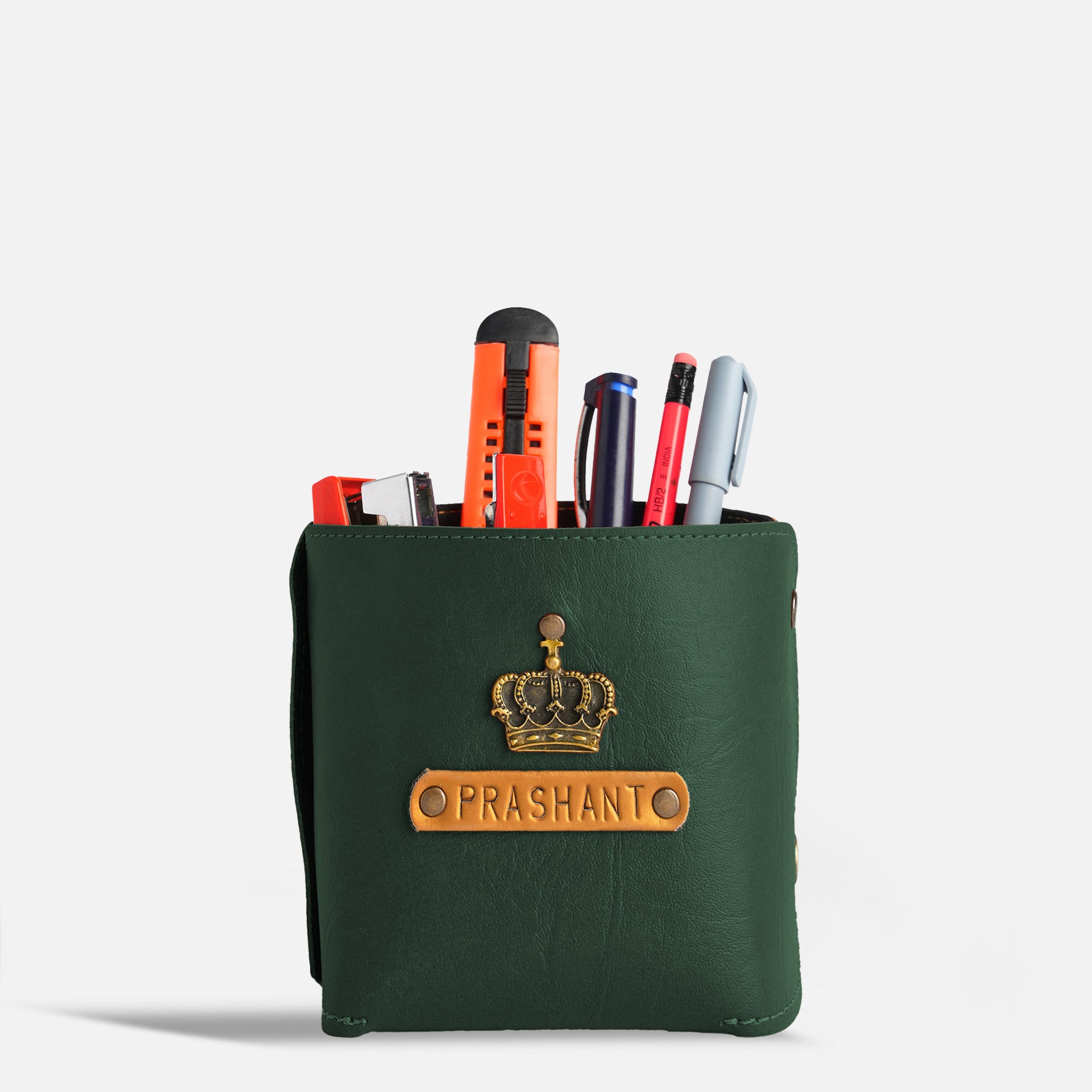 Personalised Pen Stand Holder - Forest Green