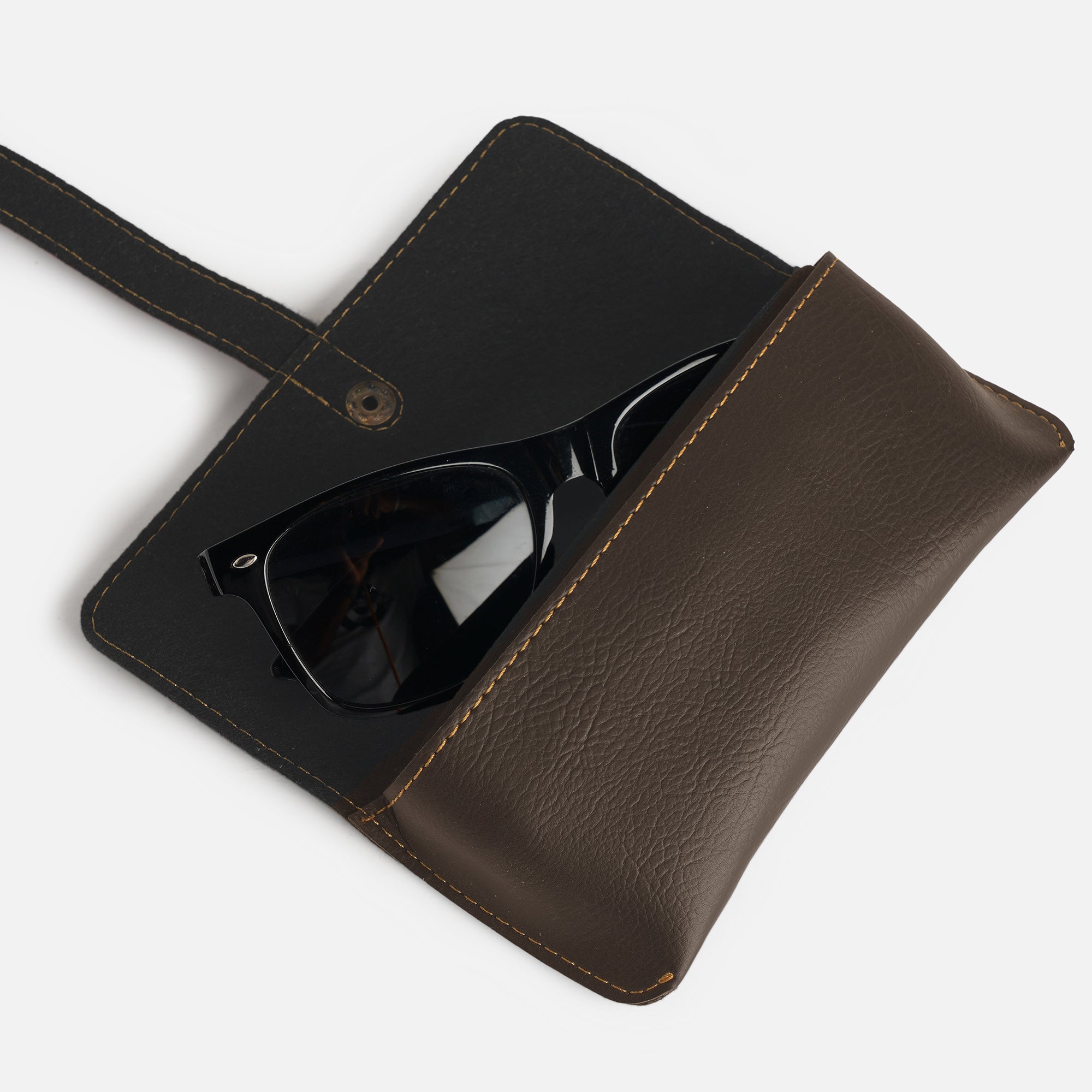 Eyewear Case With Strap - Dark Brown