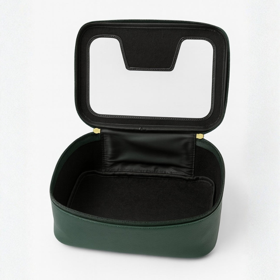 Personalised Zippered Vanity Case - Forest Green