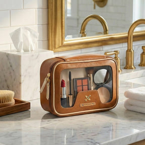 Personalised Zippered Vanity Case - Tan