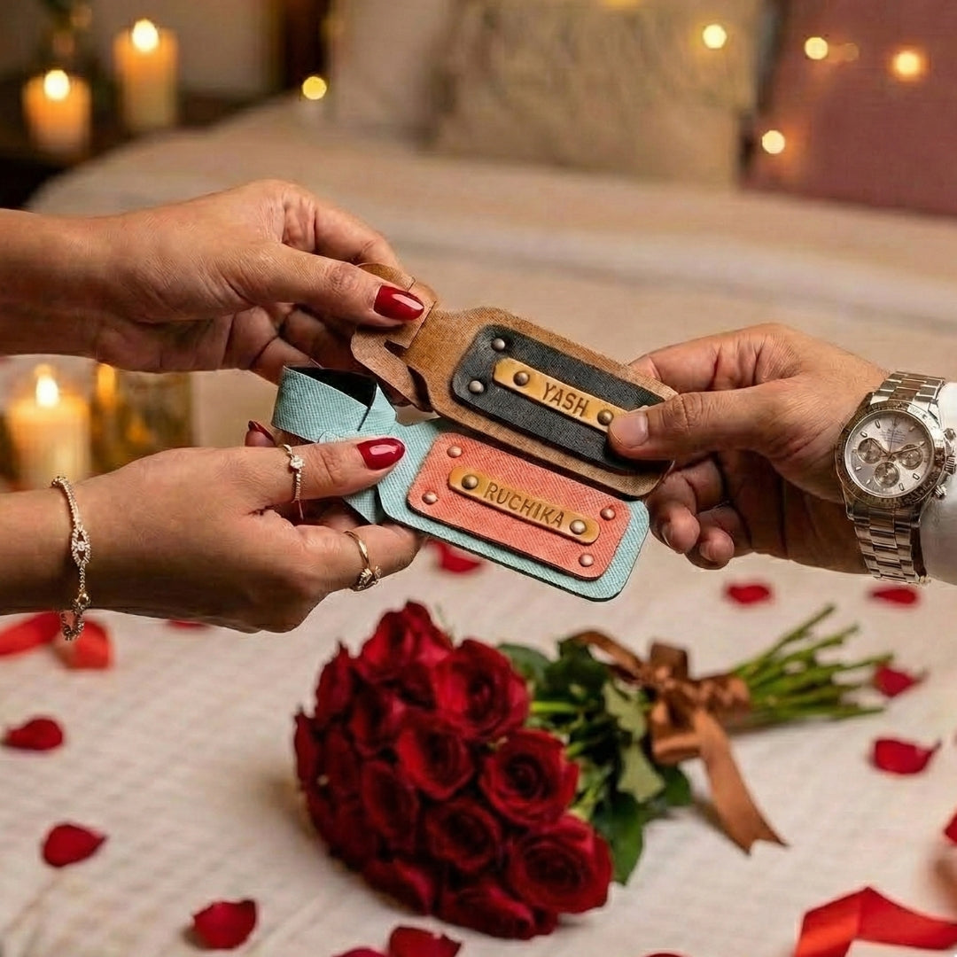 Personalised Couple Leather Luggage/Baggage Tags
