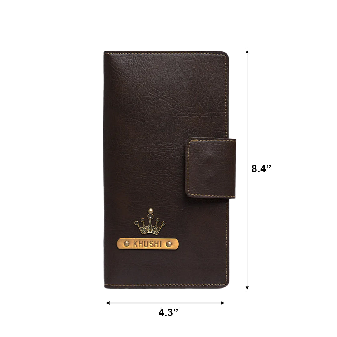 Personalised Travel Folder- Dark Brown