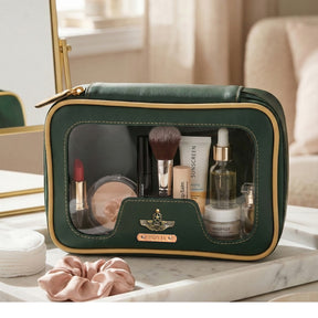 Personalised Zippered Vanity Case - Forest Green