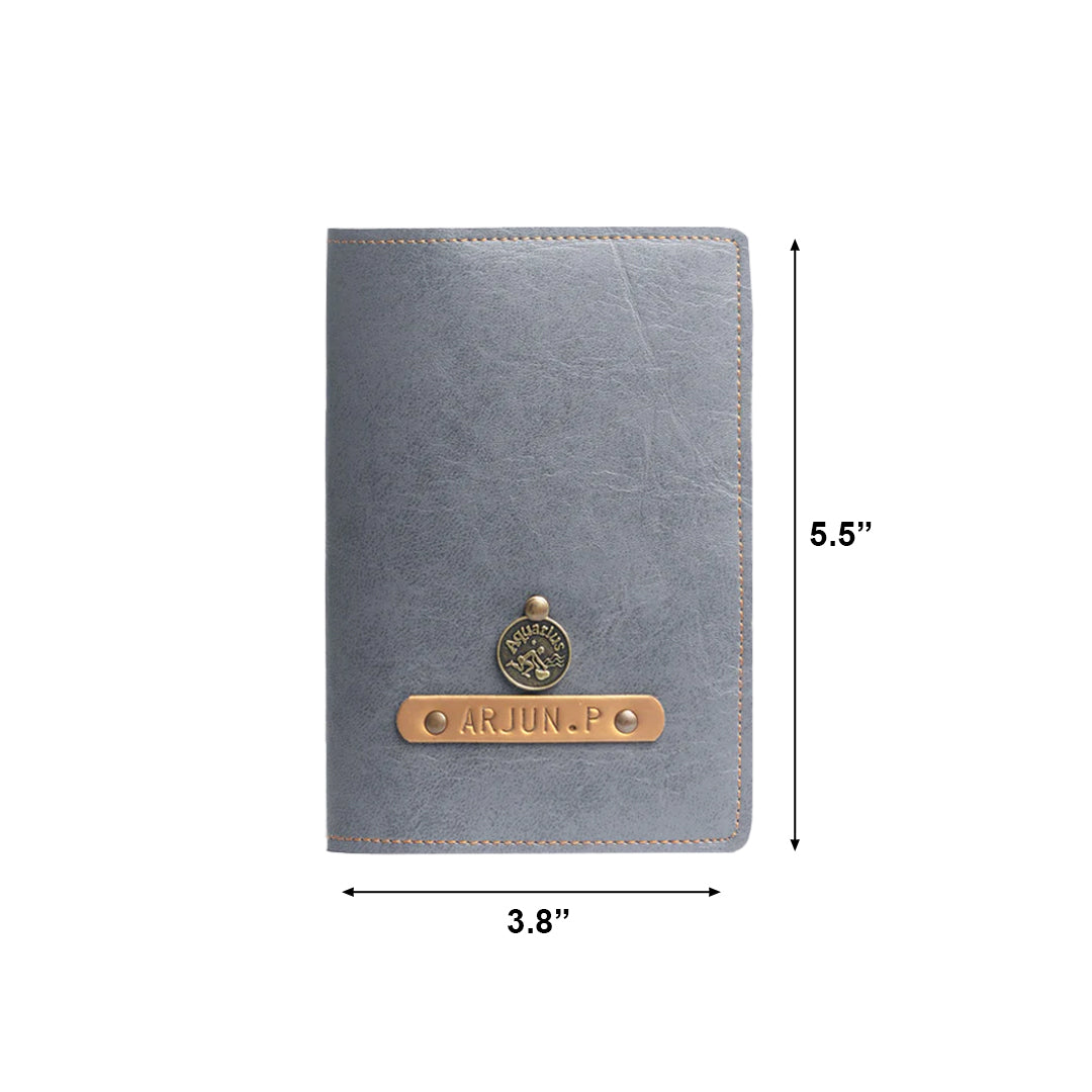 Personalized Passport Cover - Grey