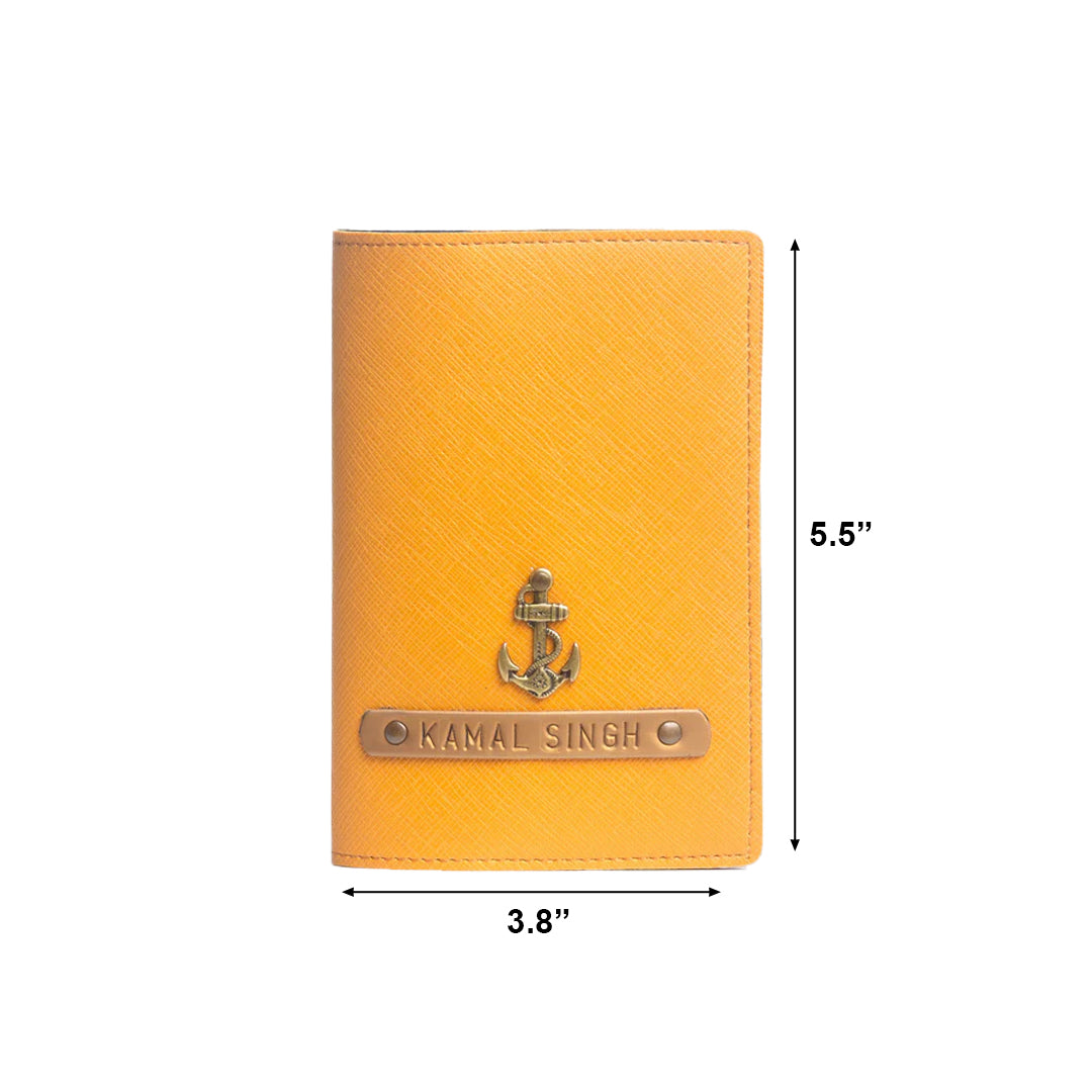 Personalized Passport Cover - Mustard