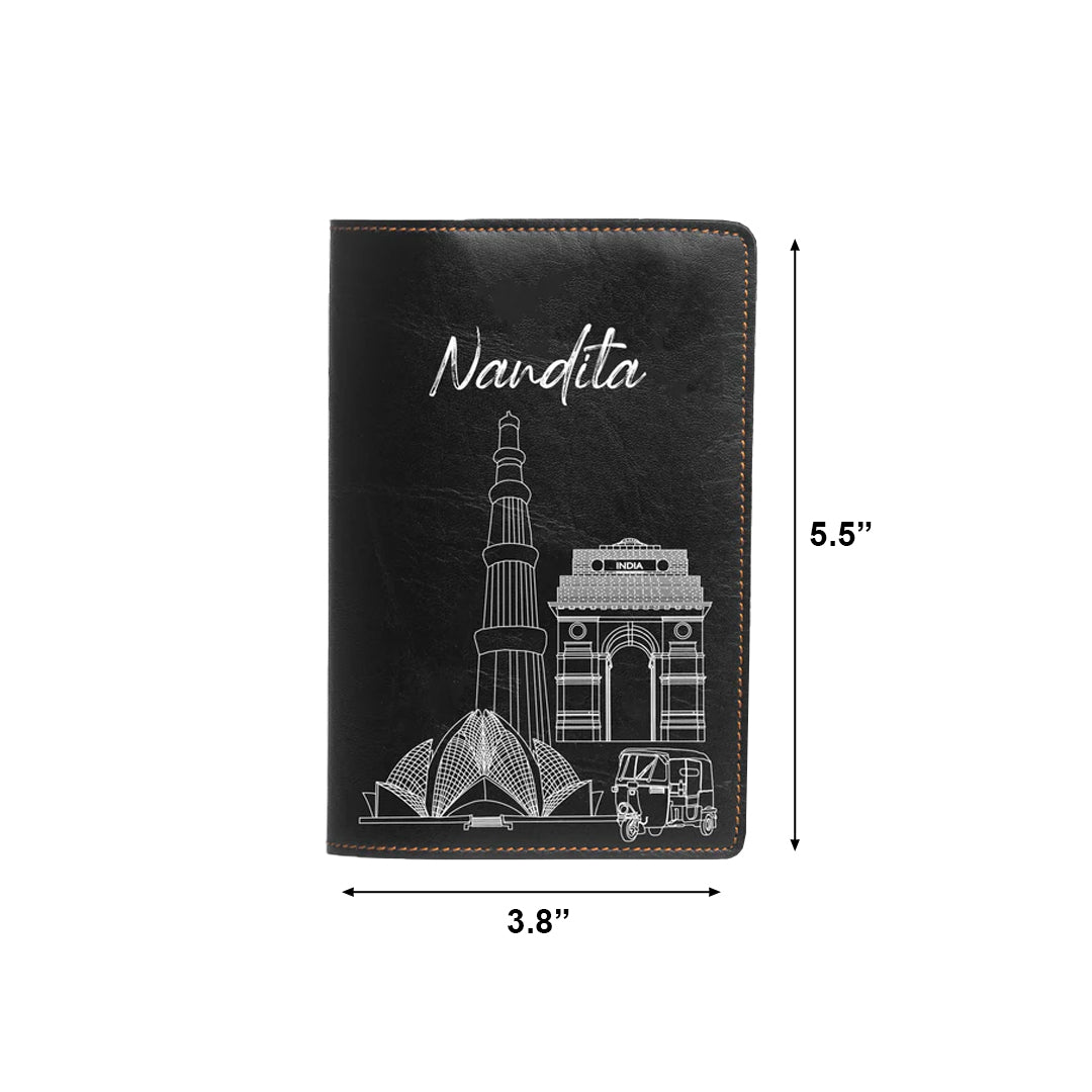 Personalized Passport Cover - Postcards from India - Delhi