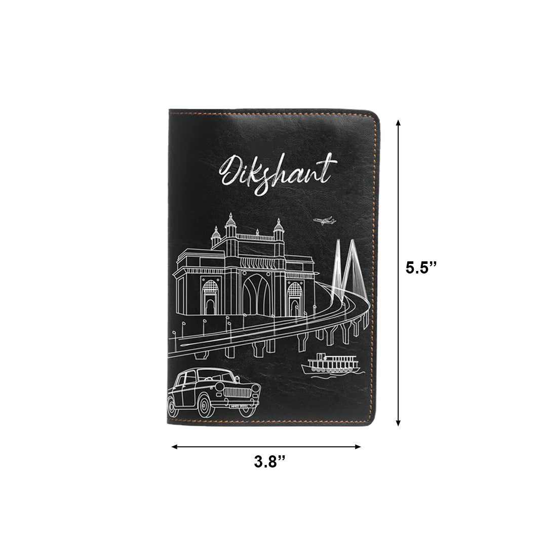 Personalized Passport Cover - Postcards from India - Mumbai