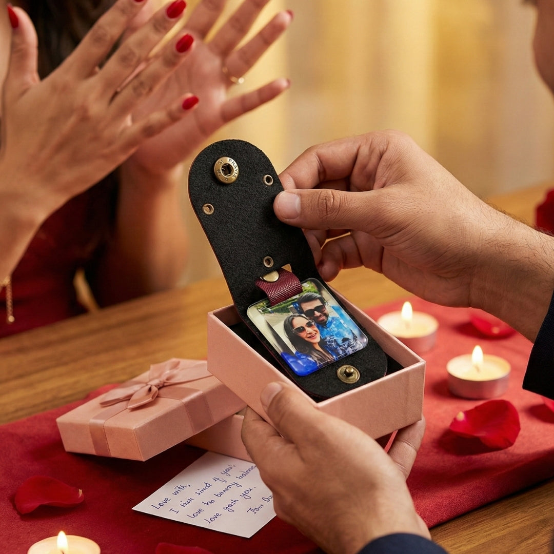 Personalised Photo Keychain - Salmon Pink