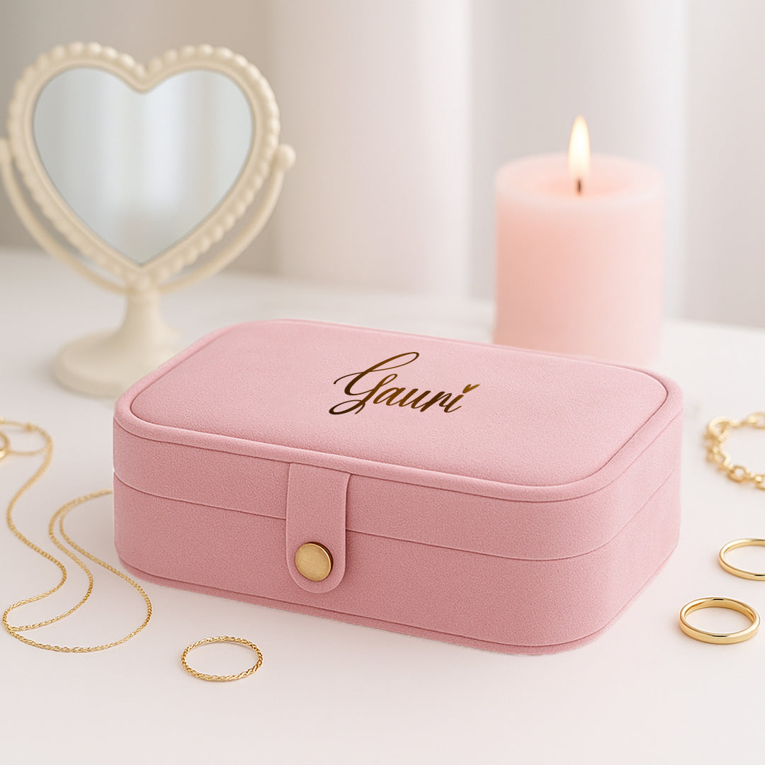 Luxe Jewellery Case – Personalized Velvet Organiser - Baby Pink