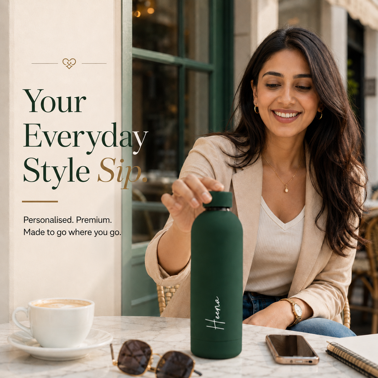 Personalised Water Bottle - Fern Green
