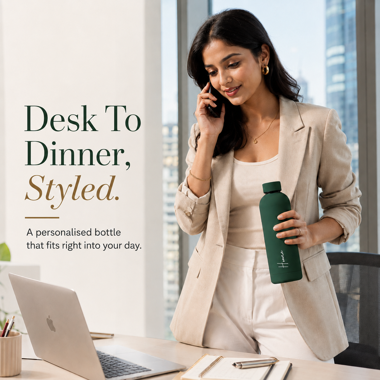 Personalised Water Bottle - Fern Green