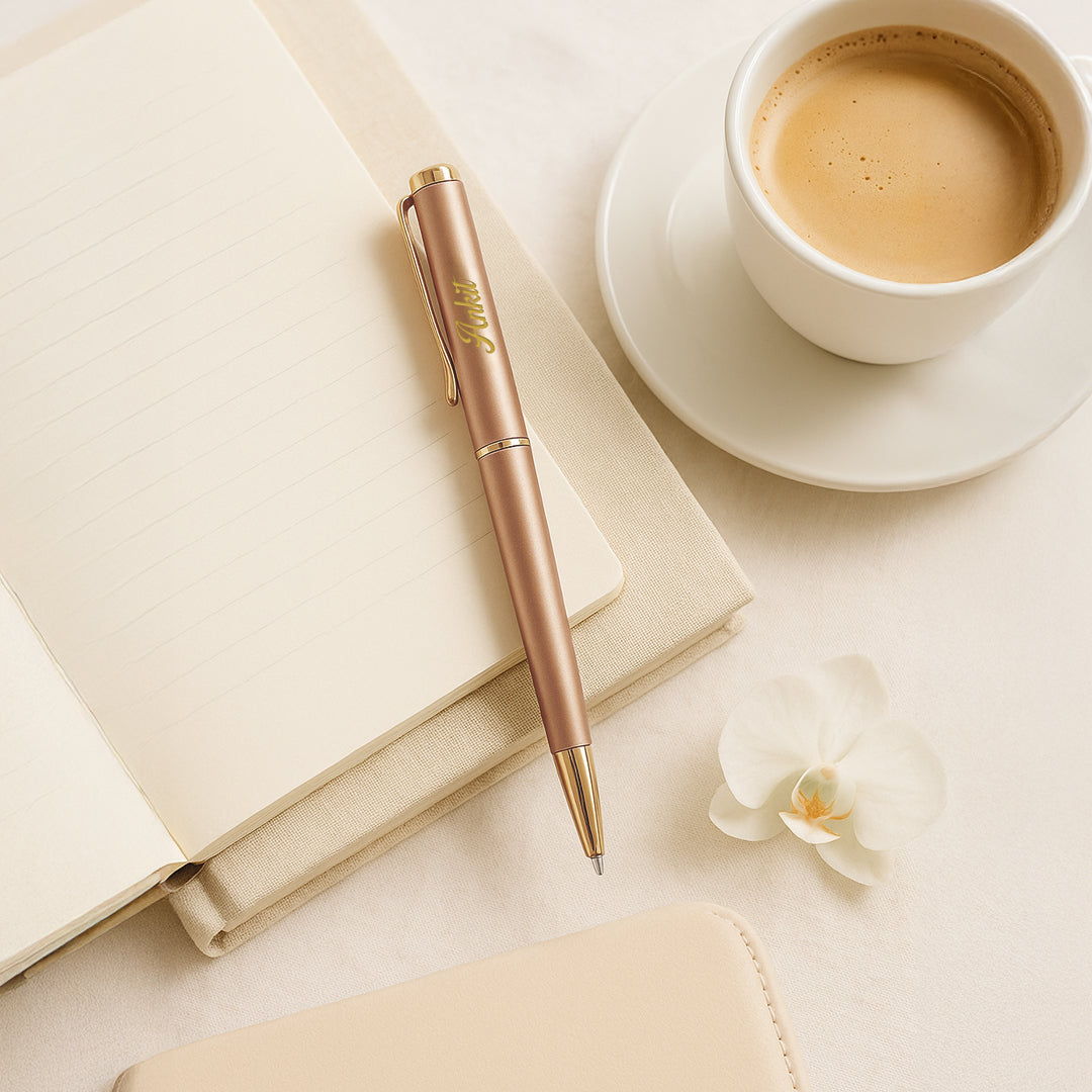 Rose gold pen with name