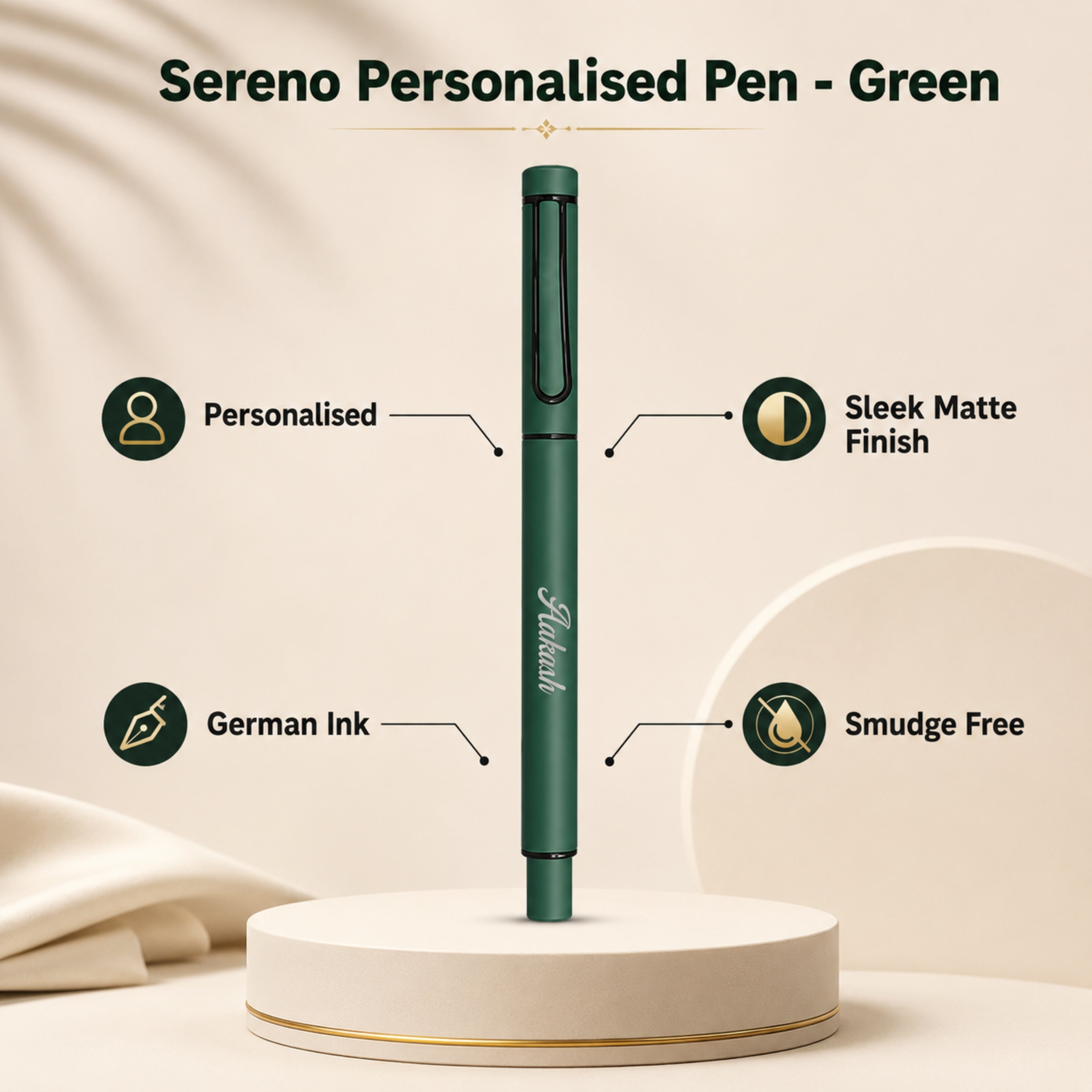 Sereno Personalised Pen - Bottle Green