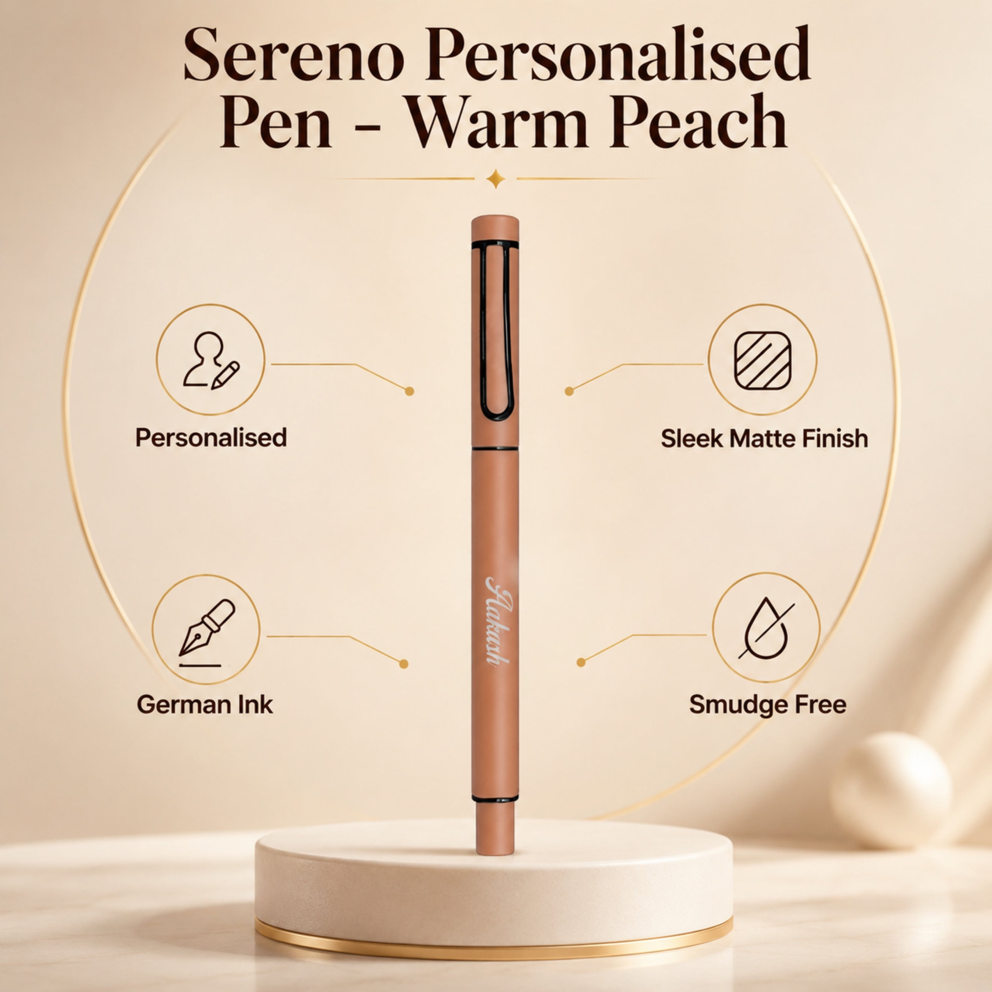 Sereno Personalised Pen - Warm Peach