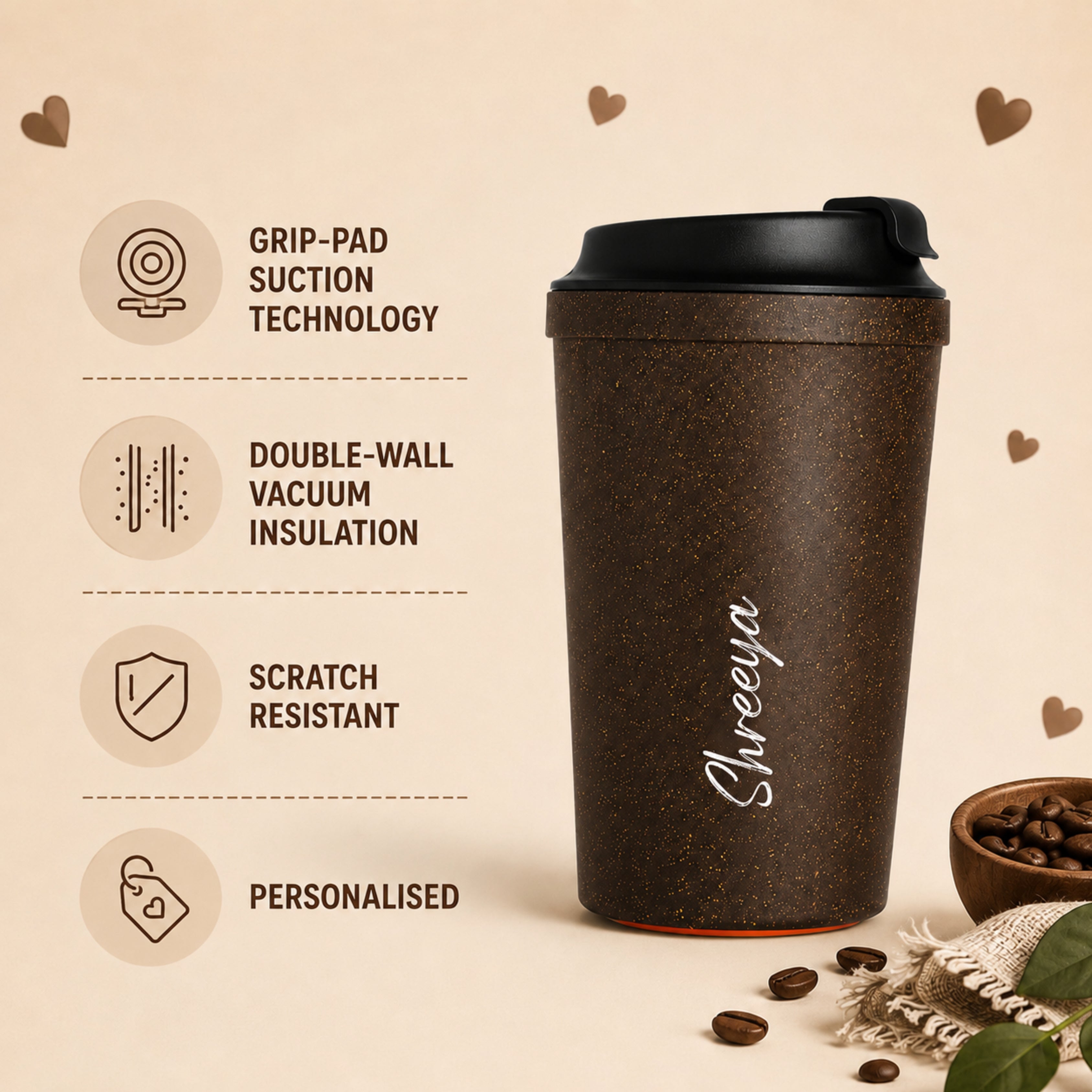 Personalised Never-Spill Coffee Cup