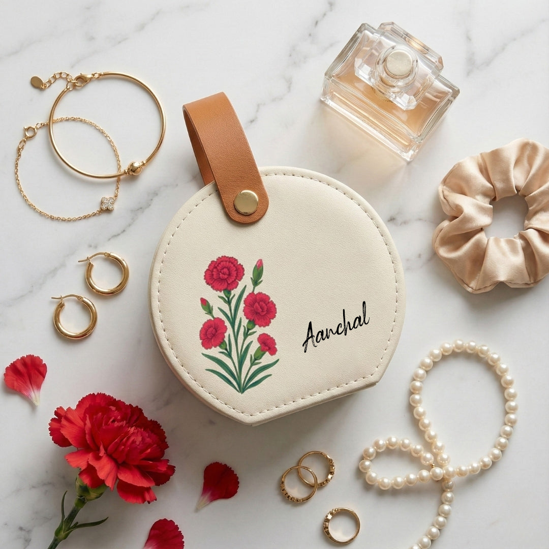 Stella Zip Travel Jewellery Box | Compact & Stylish Organizer- White