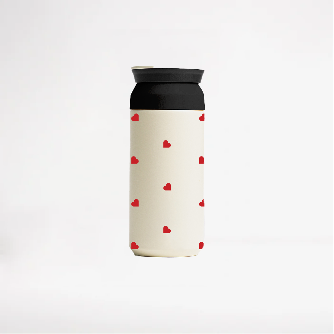 Insulated Coffee Tumbler- All Hearts (Ivory)