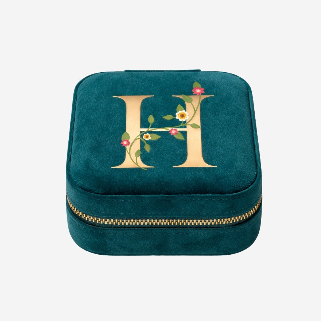 Velvet Travel Jewellery Box | Compact & Stylish Organizer - Teal