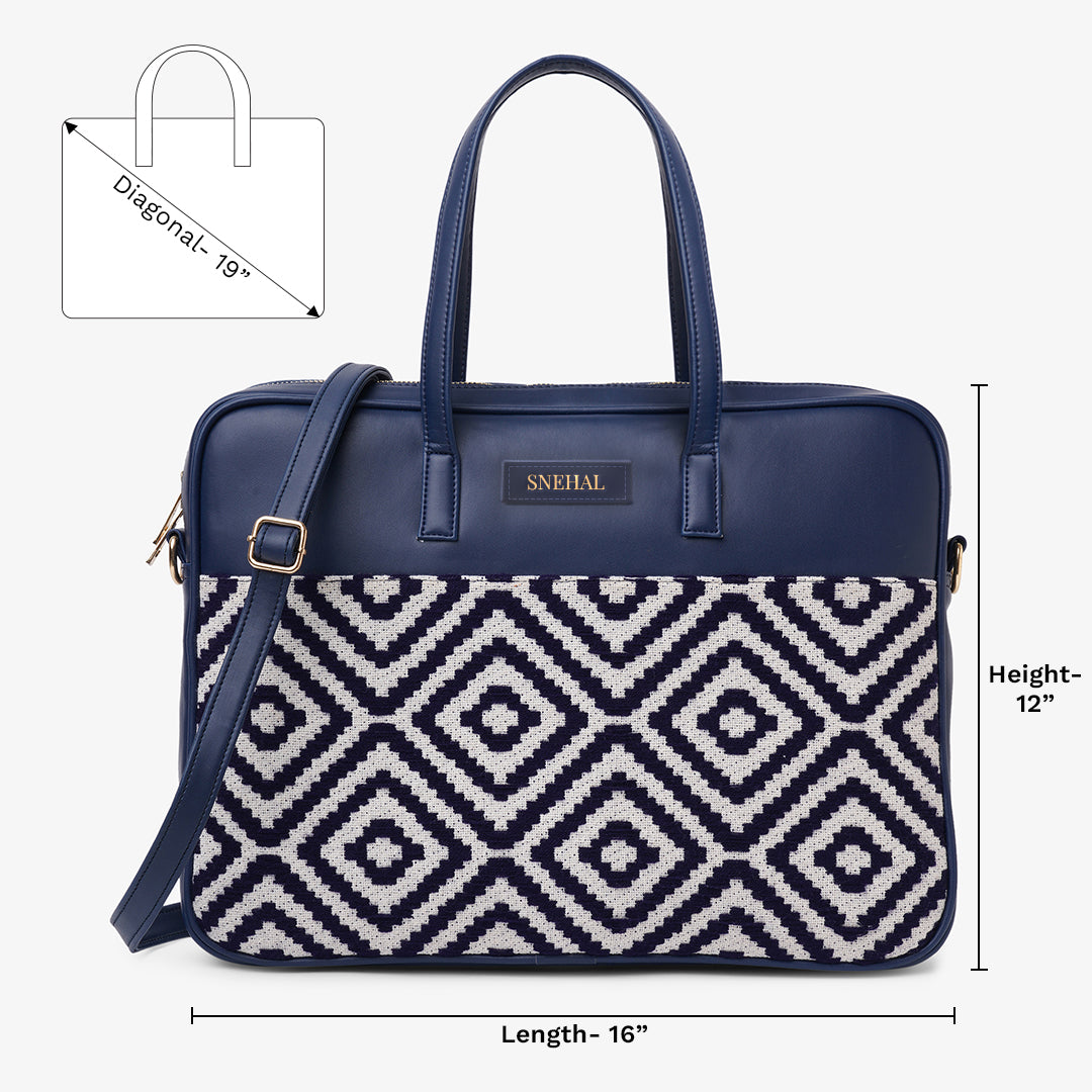 The Messy Corner- Personalised Laptop Bag - Blue Diamond