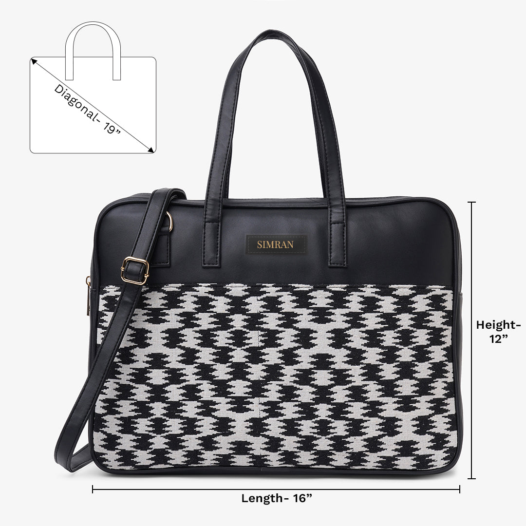 The Messy Corner- Personalised Laptop Bag - Houndstooth