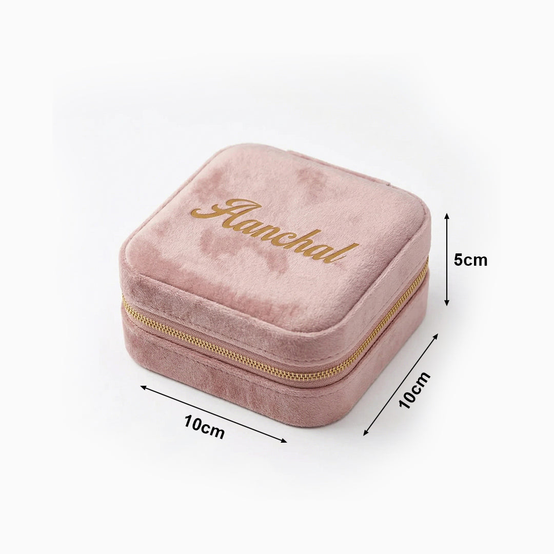 Travel Jewellery Box | Compact & Stylish Organizer - Velvet Pink