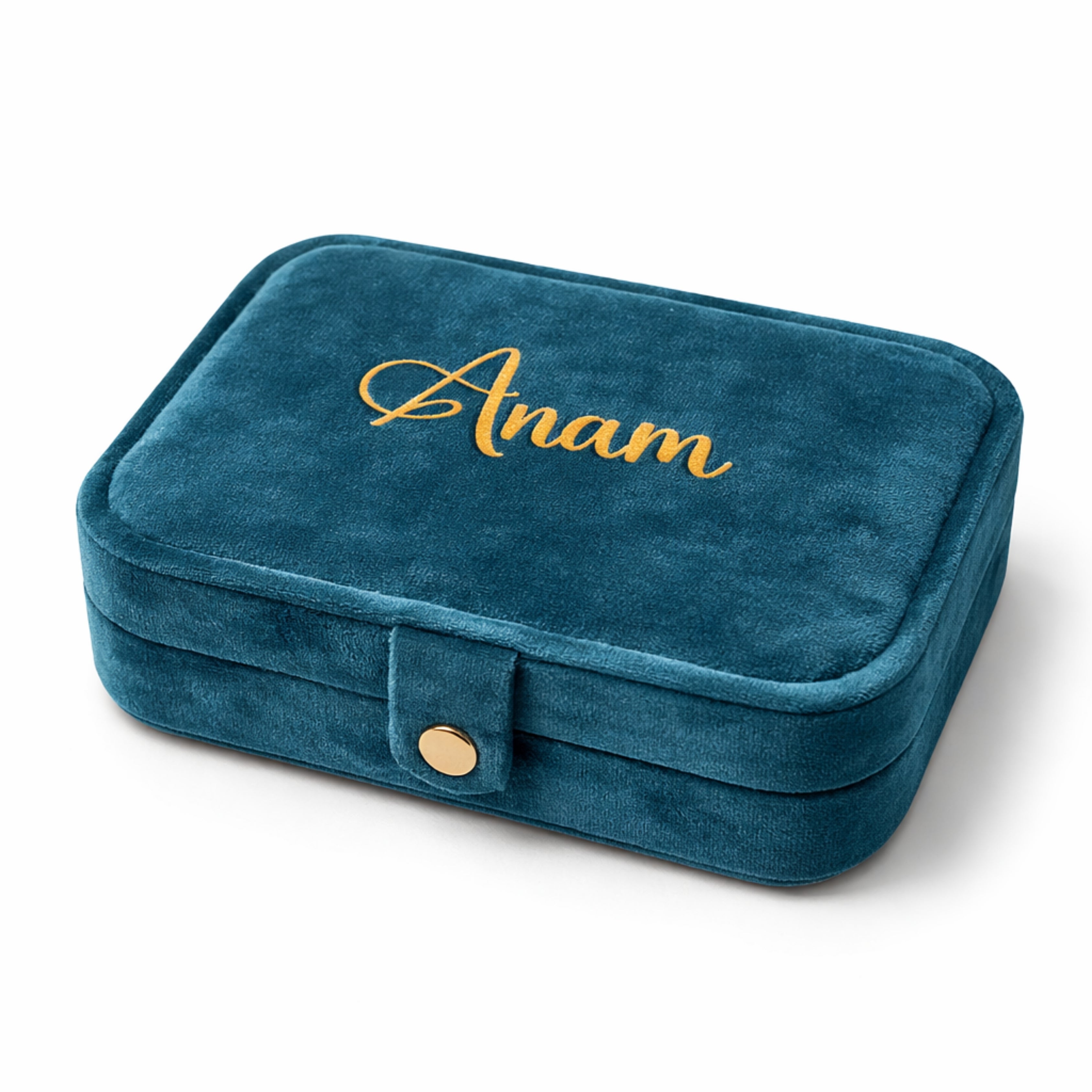 Luxe Jewellery Case – Personalized Velvet Organiser - Turquoise