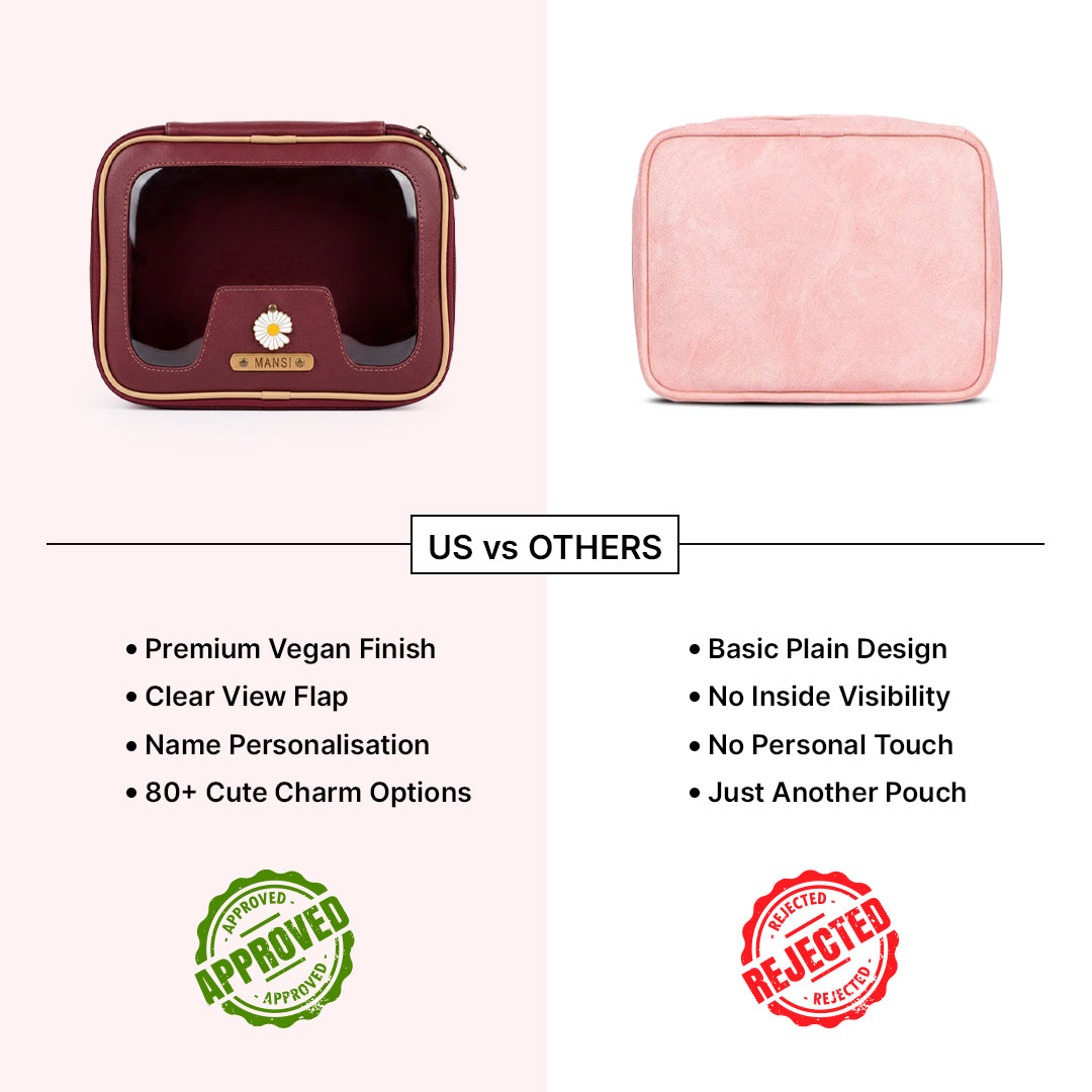 Personalised Zippered Vanity Case - Tan