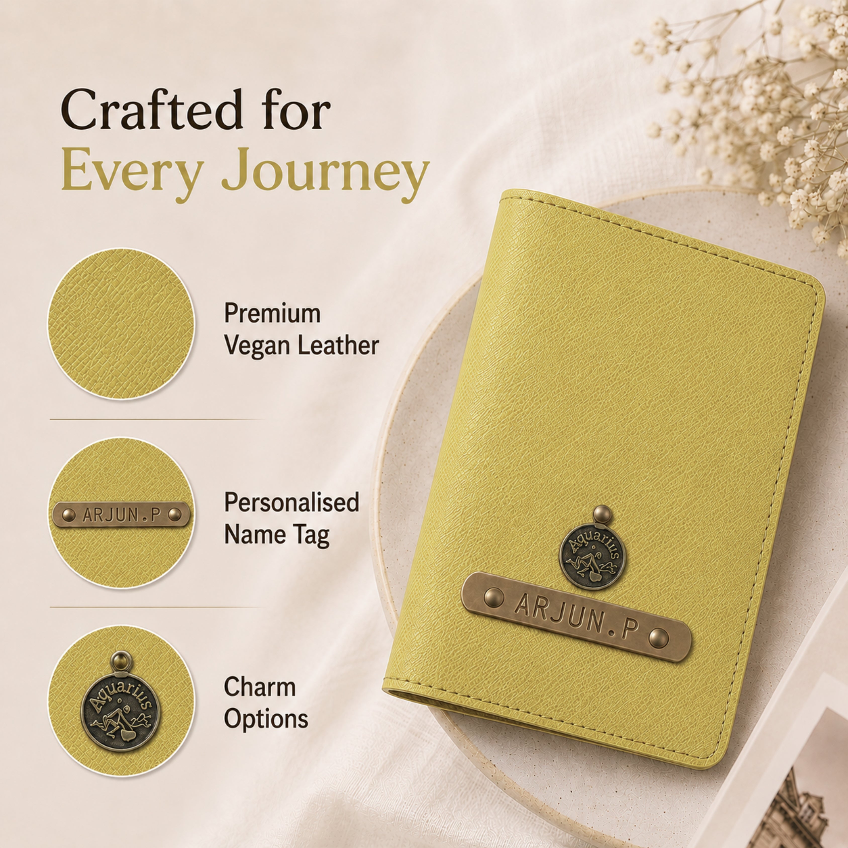 Personalized Passport Cover - Chrome Yellow