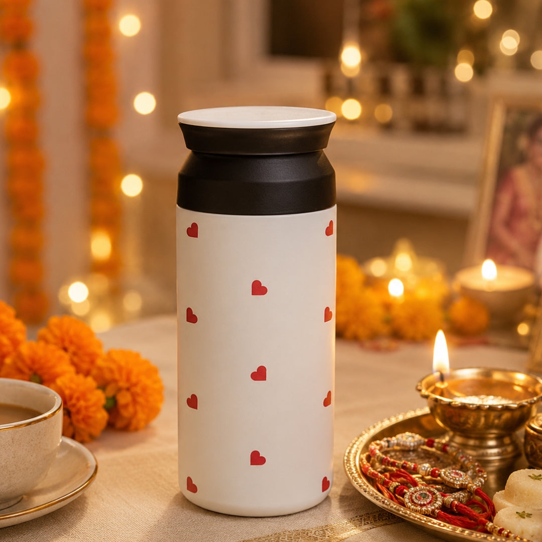 Insulated Coffee Tumbler- All Hearts (Ivory)