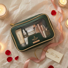 Personalised Zippered Vanity Case - Forest Green