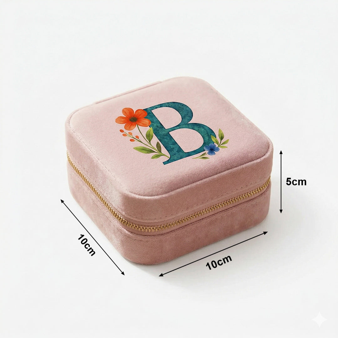 Velvet Travel Jewellery Box | Compact & Stylish Organizer - Powder Pink