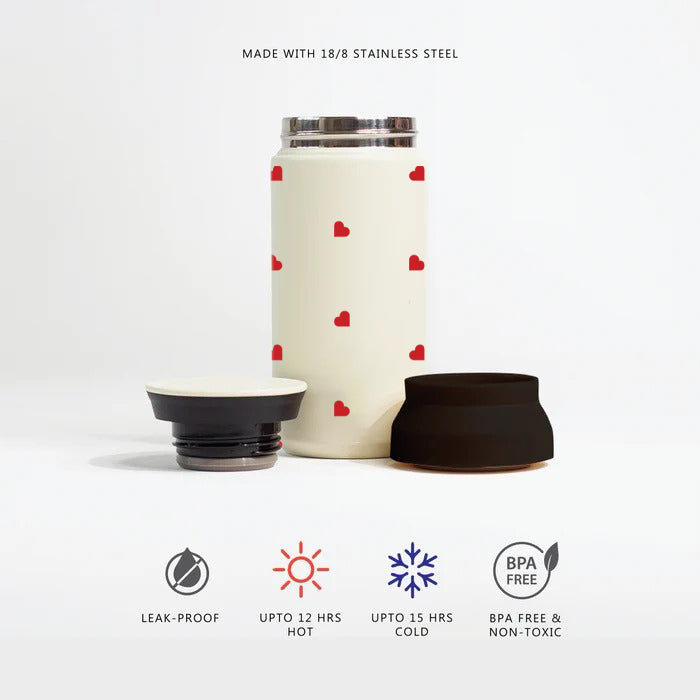 Insulated Coffee Tumbler- All Hearts (Ivory)