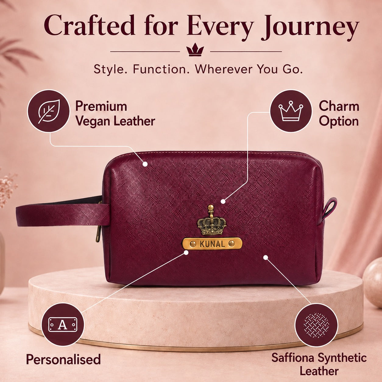 Travelling Pouch for Men - Large Wine