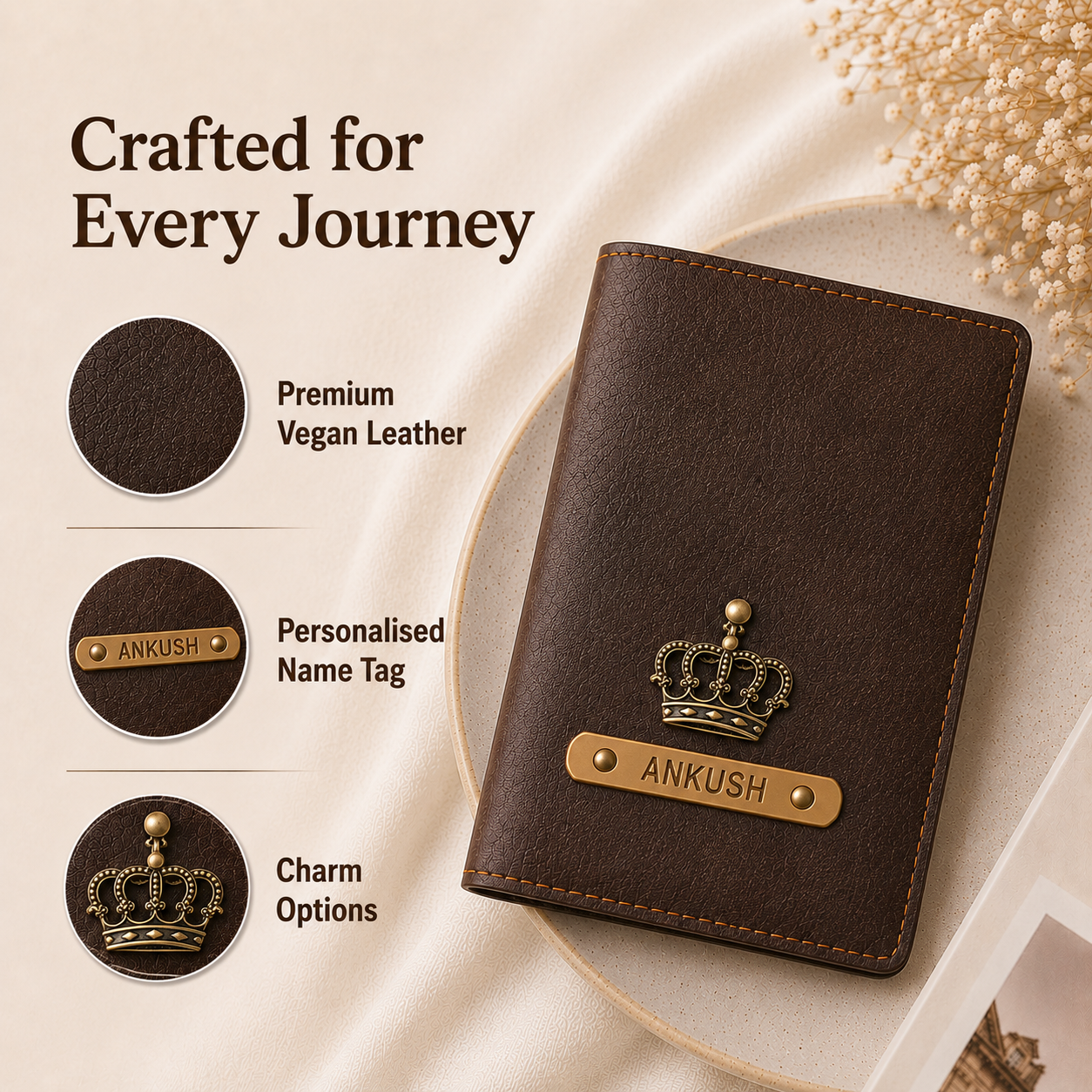 Personalized Passport Cover - Dark Brown