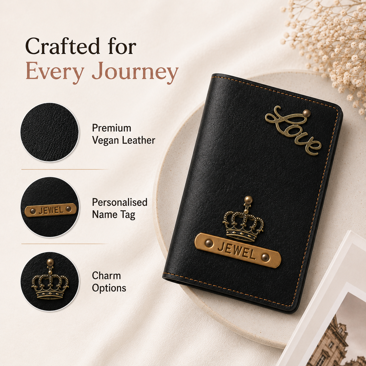 Personalized Passport Cover - Black