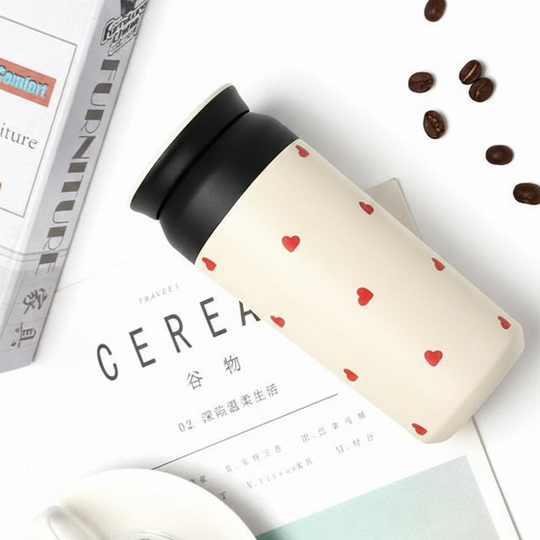 Insulated Coffee Tumbler- All Hearts (Ivory)