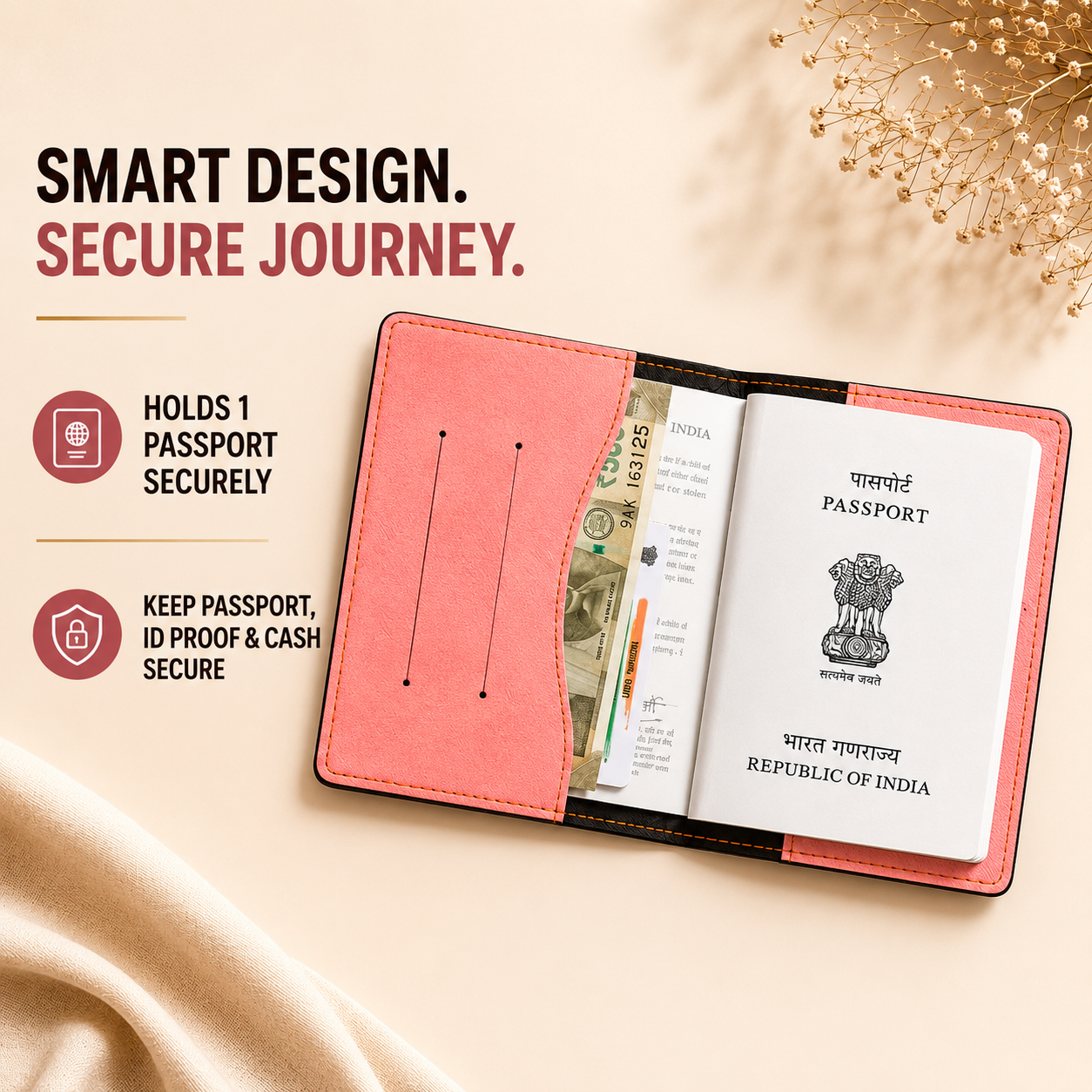 Personalized Passport Cover - Peach