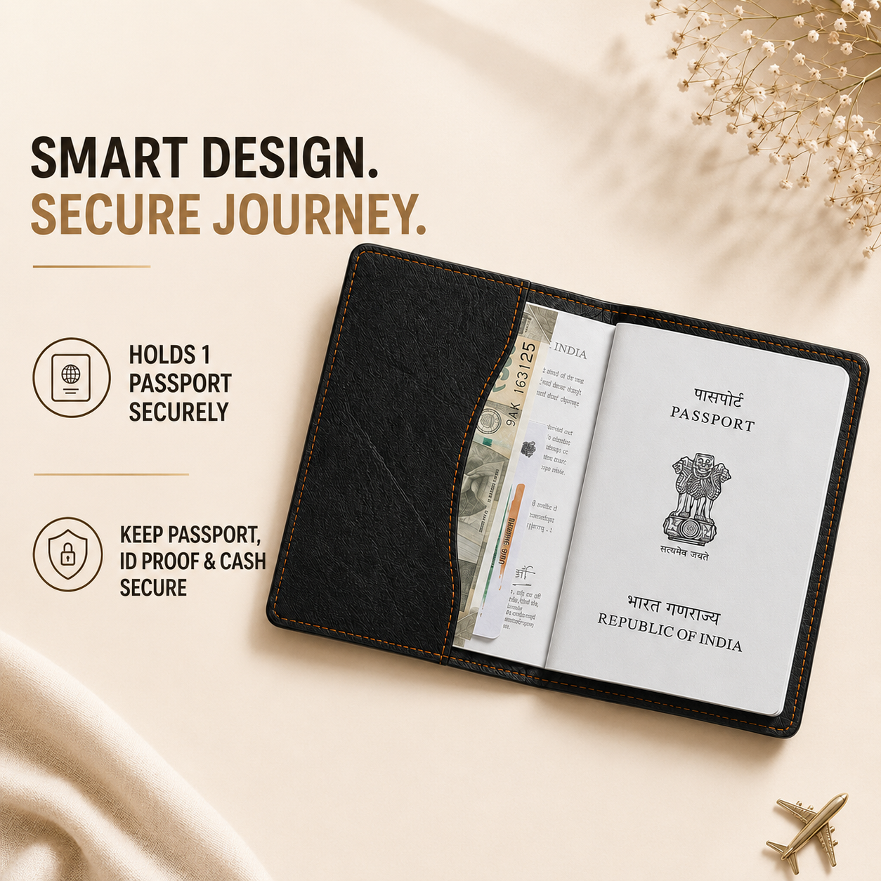 Personalized Passport Cover - Black