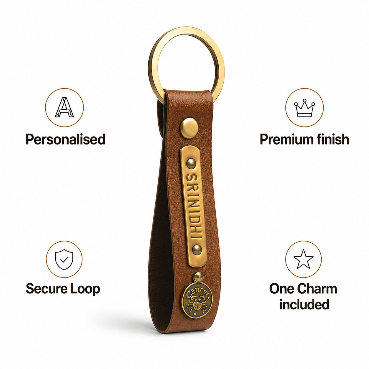 Personalized Keychain - Brown