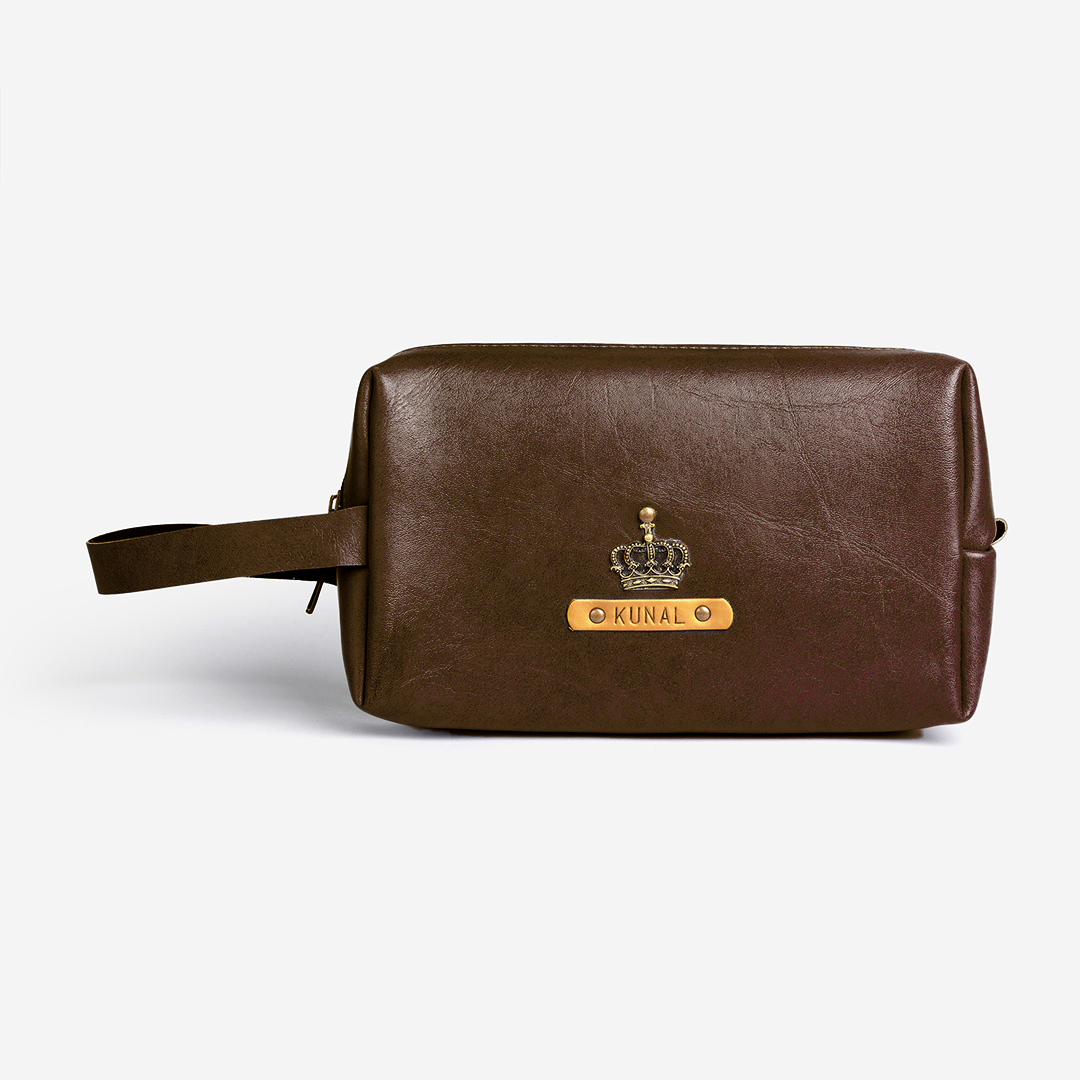 Personalized Large Vanity Pouch - Dark Brown
