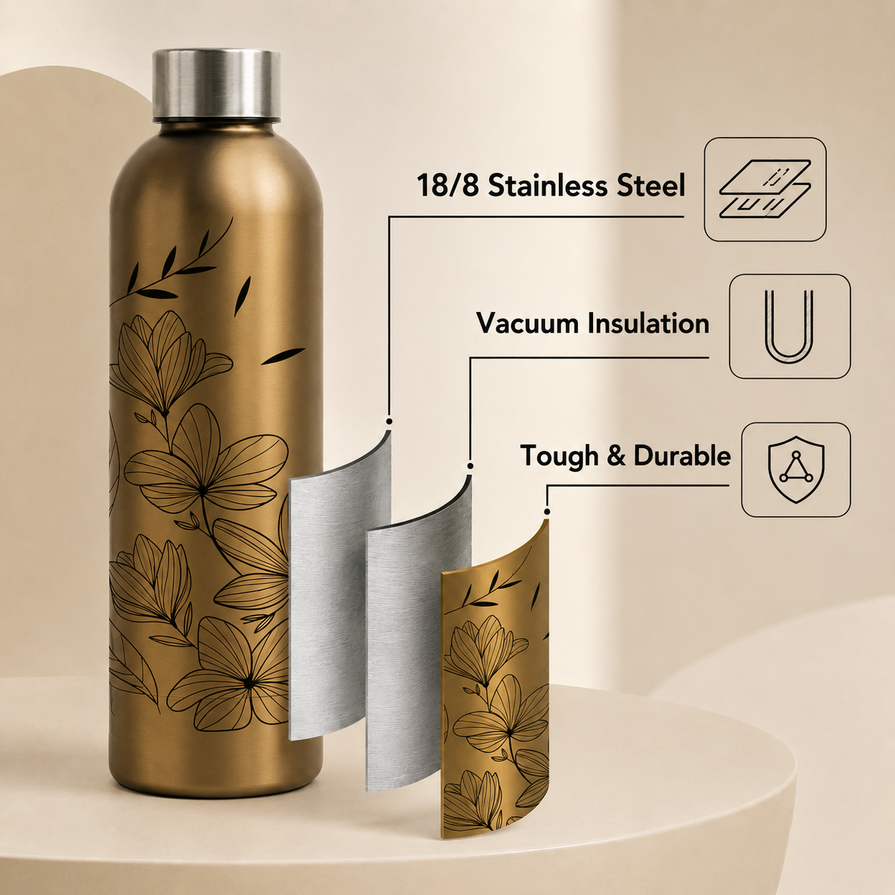 Quench Insulated Water Bottle - Flora
