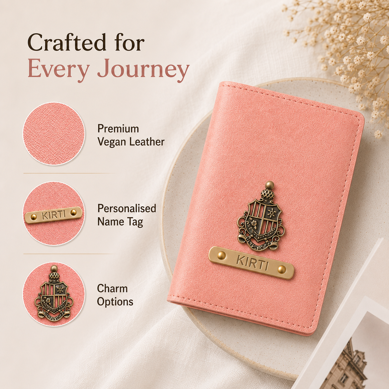 Personalized Passport Cover - Peach
