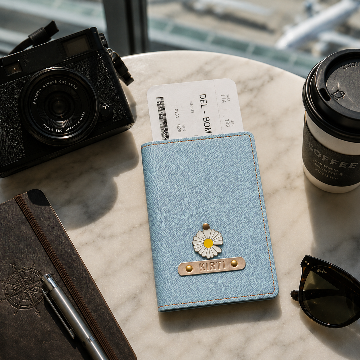 Personalized Passport Cover - Mint Blue