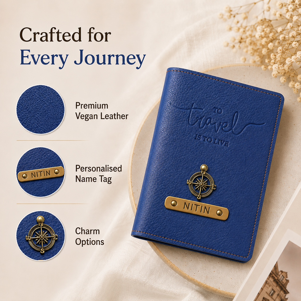 Personalized Passport Cover - To Travel is to Live