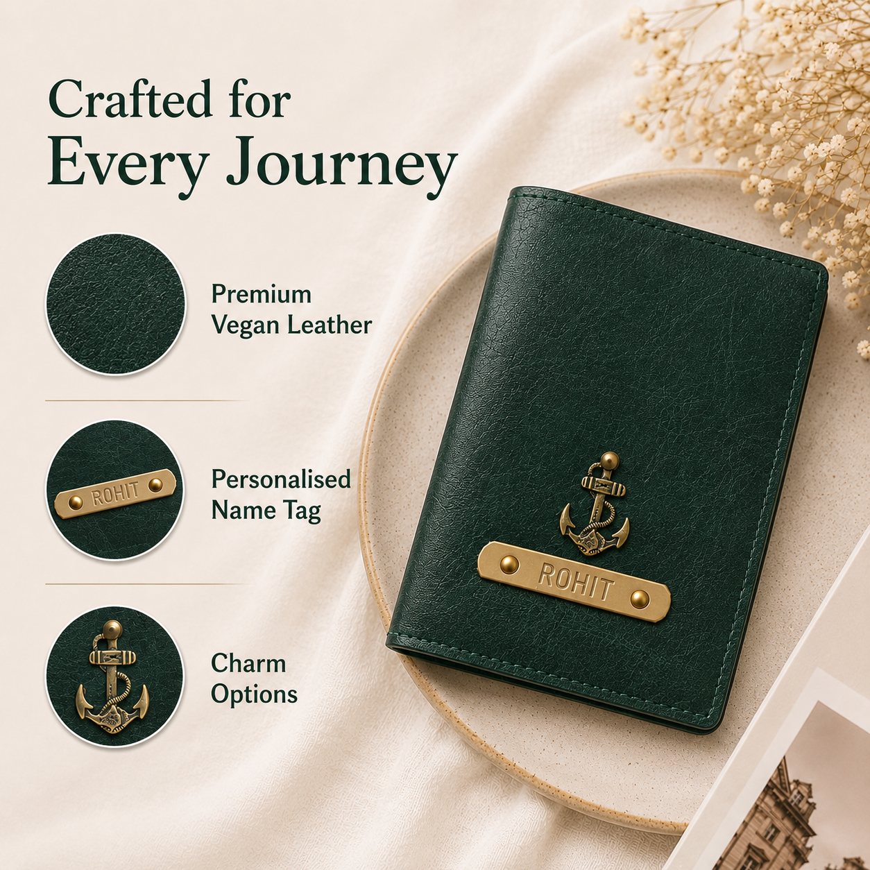 PERSONALIZED  Passport Cover- FOREST GREEN